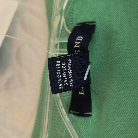 Lands" End NWT Green White striped button down knit cardigan Womens size L - Picture 13 of 14